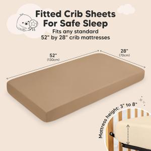 KeaBabies 2-Pack Organic Crib Sheets for Boys, Girls - 52x28 Fitted Crib Mattress Sheet Neutral, Breathable Jersey Cotton Cover for Baby Bed, Toddler Mattress, Soft & Cute Prints 