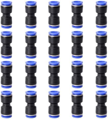 PIONFYNES 20PCS Straight Push Connectors Quick Release Plastic Push to Connect Fittings 1/2" inch Quick Connect Air Hose Fittings (1/2'', Blue)