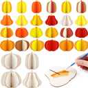 Leinuosen 72 Pcs/24Sets Fall Crafts Large Wooden 3D Pumpkin Cutouts 8 Inch Unfinished Wooden Slices to Paint Table Centerpieces Decor for Thanksgiving Autumn Party Tiered Tray Decor(Solid)