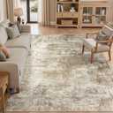 cotiled 9x12 Area Rugs for Living Room - Washable Neutral Abstract Carpet Non Slip Soft Rug for Bedroom & Dining Table, Robot Vacuum & Pet Friendly Floor Decor Brown