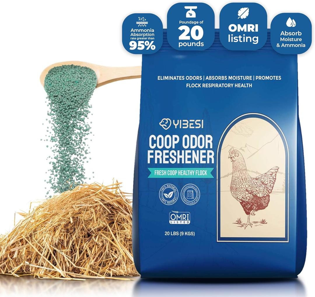 Chicken Coop Odor Eliminator 20lb - Zeolite Odor Neutralizer, Moisture Absorber, Coop Refresher - Essential Chicken Coop Accessories, green or white
