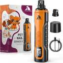 Electric Dog Nail Grinder: 5-Speed Quiet Dog Nail Trimmer with LED Light, Adjustable Safety Guard, Rechargeable Cordless Design for Small to Large Dogs & Cats(Orange)