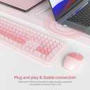 Fogruaden Quiet Wireless Pink Keyboard and Mouse, 2.4GHz Retro Cute Typewriter-Style Full-Size Colorful Keyboard and Mouse Combo, Slim Design, Low-Noise Typing for Home, Office, Windows PC, Laptop