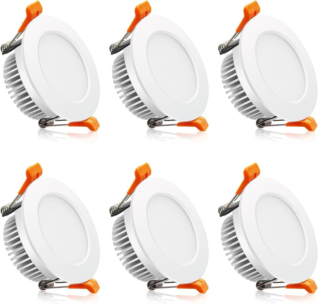 2 Inch Recessed Lighting, 5000K Daylight White, 3W(35W Halogen Equivalent) Dimmable LED Downlight, CRI80, Ceiling Lights with LED Driver (6 Pack)