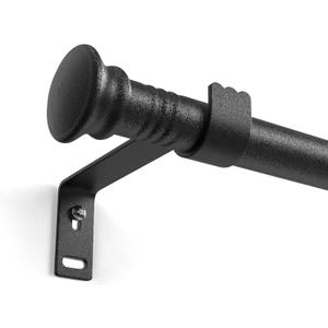 5/ 8 Inch Curtain Rod for Window 17 to 52 Inch, Adjustable Small Curtain Rod Set, Curtain Rod Brackets, Black