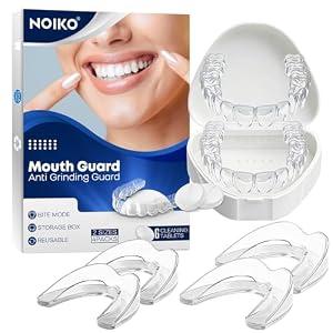 Anti Grinding Guard for Adult with 6 Cleaning Tablets, Mouth Guard for Clenching Teeth at Night Upgraded Safety EVA Material, Night Guards for Teeth Grinding,Mouth Guard for Grinding Teeth at Night