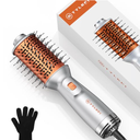 Travel Hair Dryer Brush, Dual Voltage 100–240V 4in1 Hot Air Brush with 3 Heat & 2 Speed Settings for Drying, Straightening, Curling & Volumizing, Mini Ionic Thermal Blow Dryer Brush for Women