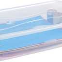 Rubbermaid Cleverstore 42 Quart Stackable Plastic Storage Bin with Lids for Garage, Closet, and Classroom, Clear, 4 Pack