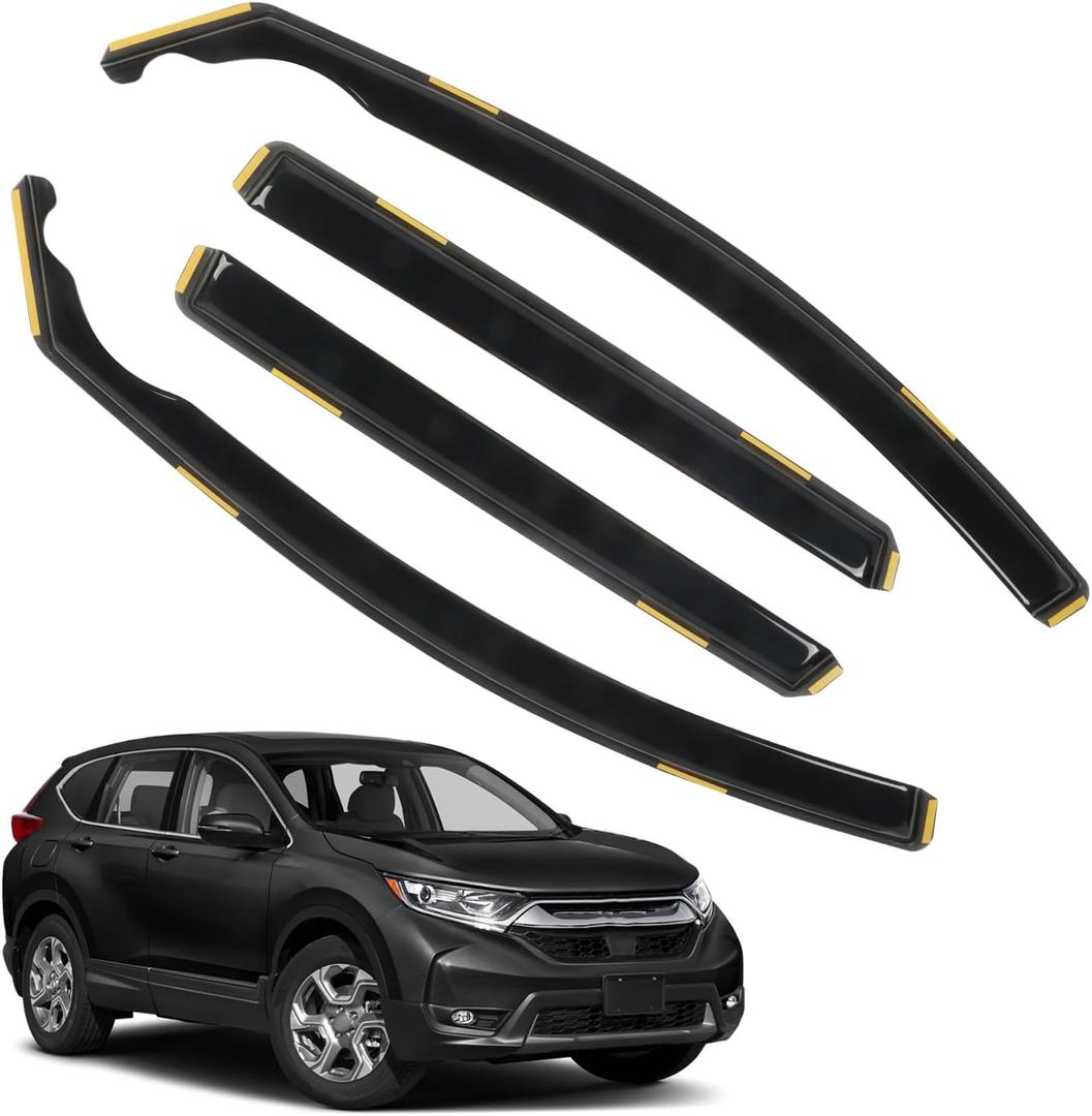 in Channel Rain Guards Fit for 2017-2022 Honda CRV (CR-V) SUV, Smoke Tinted Wind Deflectors Snow Window Visors, Easy Installation Vent Shield Shades 2018 2019 2020 2021