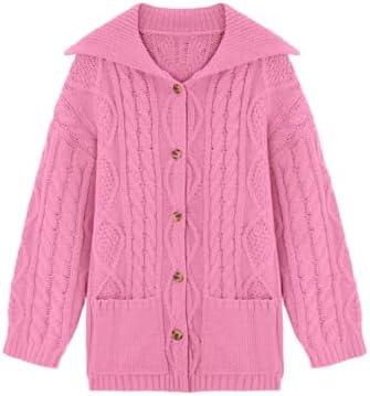 Saodimallsu Womens Cable Knit Cardigan Sweaters Fall Oversized Long Sleeve Button Open Front Knit Sweater Coats XL