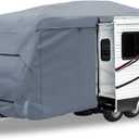 GEARFLAG Travel Trailer Cover fits 22-24FT RV with Dual Slide-Out Zippered Opening Reinforced Windproof Straps Water Resistant Reflective Safety Strips Heavy Duty Fabric Ideal for Snow Dust Condition