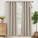 NICETOWN 100% Blackout Curtains for Bedroom, Thermal Insulated & Noise Reducting Double Sided Linen Textured Drapes for Living Room & Nursery, Modern Farmhouse Decor, W52 x L84 in, 2 Panels, Natural