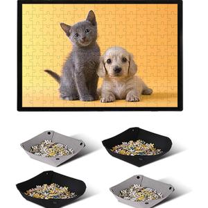 Jigsaw Puzzle Board 1000 500 Piece, 4 Storage Tray Portable Sorting Table Mat Holder for Adults Large Puzzles Accessories Organizer Gift Frame Keeper Pad Saver with Case Sticker Glue Sheets Kids Gift