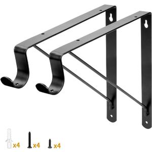 Yarssihha 2 Pack Closet Rod Bracket, 12 x 10.4 Inch Wall Mounted Closet Shelf Bracket, Black Closet Rod Support Bracket with Screws