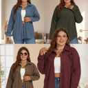 Plus Size Shackets for Women Fashion Fall Outfits Corduroy Shirts with Pockets Casual Long Sleeve Button Down Blouse Tops (Beige, XXL)