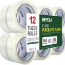 HERKKA Clear Packing Tape, 12 Rolls Heavy Duty Packaging Tape for Shipping Packaging Moving Sealing, Thicker Clear Packing Tape, 1.88 inches Wide, 65 Yards Per Roll, 780 Total Yards