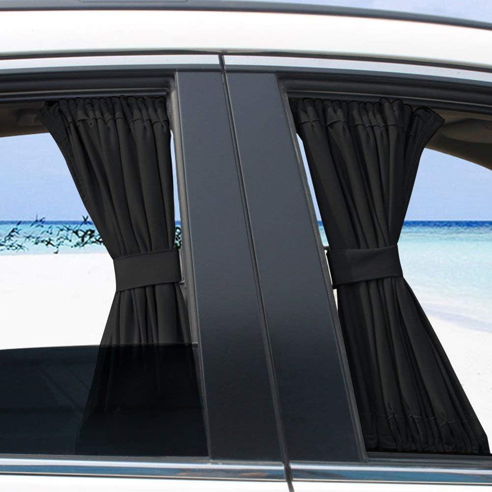 Car Curtains for Window, 2Pcs Auto Side Window Shade Blackout Sunshades Curtains Adjustable Sun Shade Drape Visor Valance Curtain for Breastfeeding, Sleeping, Changing Clothes,