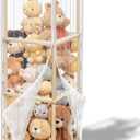 yofit 56" Stuffed Animal Storage Organizer with Wheels, Plush Storage Wooden ZOO with Removable Dust-Proof Cover for Playroom Bedroom Living Room Kids Room, 16 inches x 16 inches x 56 inches