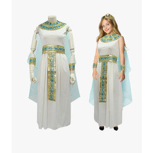 Girls Cleopatra Costume Kids Egyptian Costume Dress Cape Belt Collar Headpiece Wrist Cuffs Egyptian Outfit 4-12 Years