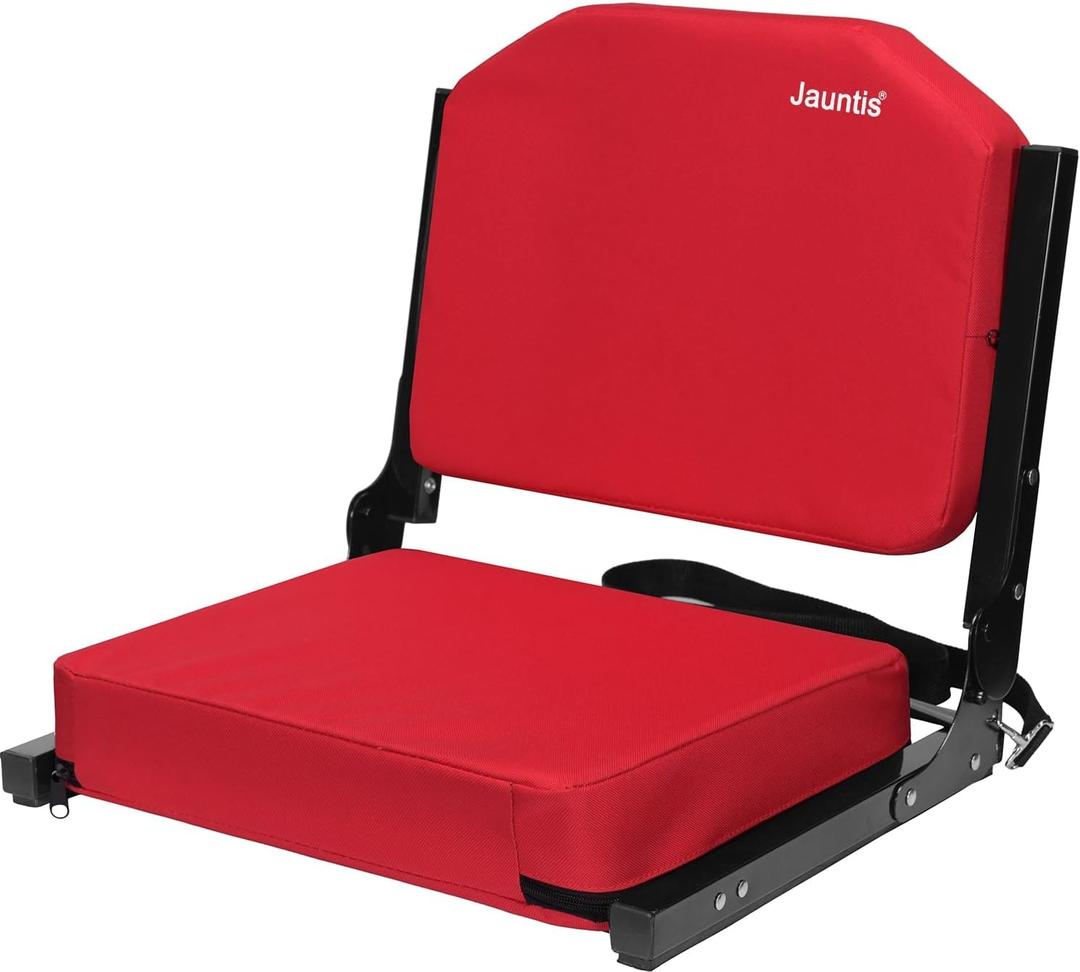 Jauntis Stadium Seating for Bleachers, Bleacher Seats with Ultra Padded Comfy Foam Backs and Cushion, Wide Portable Stadium Chairs with Back Support and Shoulder Strap, Regular - 16.9"W x 13.2"D x 15.4"H