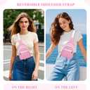 Small Sling Bag for Girls Kids, Floral Flowers Crossbody Fanny Packs, Cute Sling Bag, Birthday Gifts for Teen Girls (Pink Stripes)