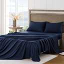 FreshCulture Full Sheet Set - Ultra Soft Sheets Full Size Bed - Brushed Microfiber - Deep Pockets - Easy Care - Cooling & Breathable Sheets - 4 Pieces Hotel Luxury Full Size Bed Sheets (Navy Blue)