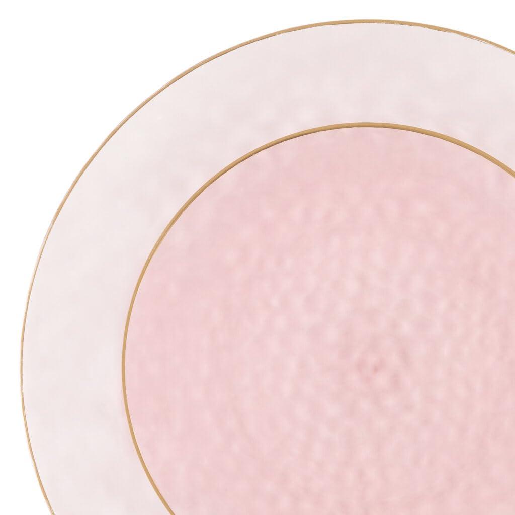 Organic Hammered Pink Gold Rim Collection 7"+10" Case of 128 (4 packs x 32)