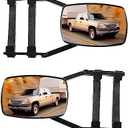 AOCISKA Car Tow Mirror - Universal Clamp-On 360 Degree Rotation Adjustable Mirror, RV Leveling Blocks, Rear View Side Clip-On Extensions for Towing