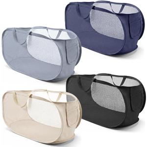 4 Pack Pop-Up Mesh Laundry Basket,Four Colors Pop Up Mesh Hamper,Opening Foldable Laundry Baskets with Durable Handle Plastic Clothes Baskets for Home College Dorm Travel Clothes Organization