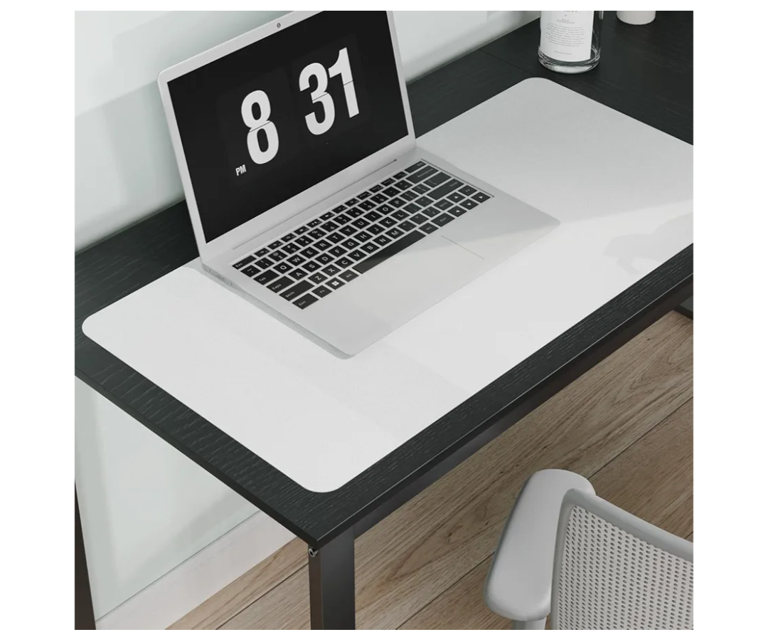 Pure White Plastic Table Cover Protector, 24" x 48" Waterproof Easy Flat PVC Desk Pad Mat, 1.5mm Thick Rectangle Vinyl Table Top Protector for Dining Room Table, Office, Dresser