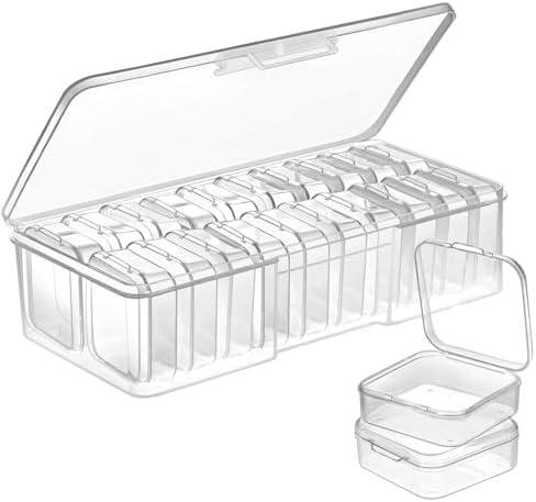 DUOFIRE 20 Pieces Plastic Bead Organizer, Craft Organizers and Storage Bead Storage Containers Small Transparent Boxes with Hinged Lid for Modular Storage of Small Parts, Diamonds, DIY Art, Jewelry