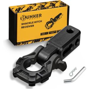BUNKER INDUST Shackle Hitch Receiver 3/4" D Ring Shackle w/Trailer Hitch-Fits 2" Receivers,Offroad Recovery Towing Accessories for Trucks, Jeep, Pickup,Black