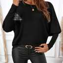 SOLY HUX Women's Long Sleeve Rhinestone Tops Crew Neck Casual T Shirt Spring Fall Clothes (M)