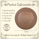 Mifoci 100 Pcs Faux Wooden Charger Plates 13 Inch Round Rustic Plastic Plates Antique Design Bulk Decorative Chargers for Dinner Tray for Wedding Dinner Table Farmhouse Party Event (Brown), about 13 x 13 inches