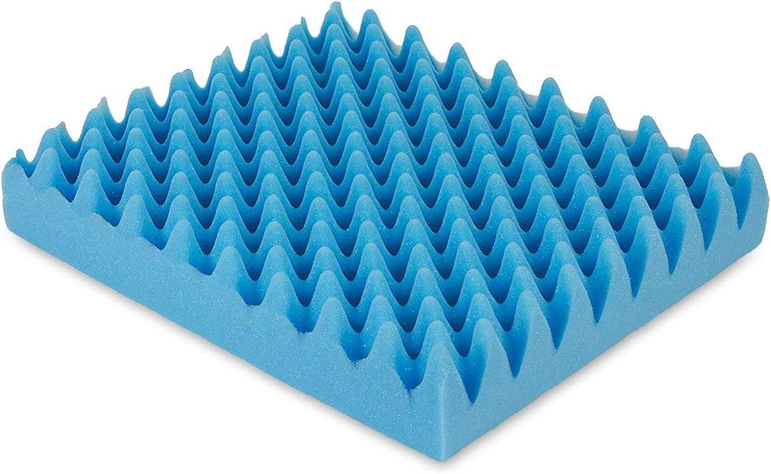 Gilbins Convoluted Egg Crate Foam Chair Cushion, Seat Cushion, Car Seat Cushion, Office Chair Cushion or Wheelchair Cushion to Relieve Back Pain Wheelchair and Recliner Chair Pads (Blue Without Cover), Pack of 2 