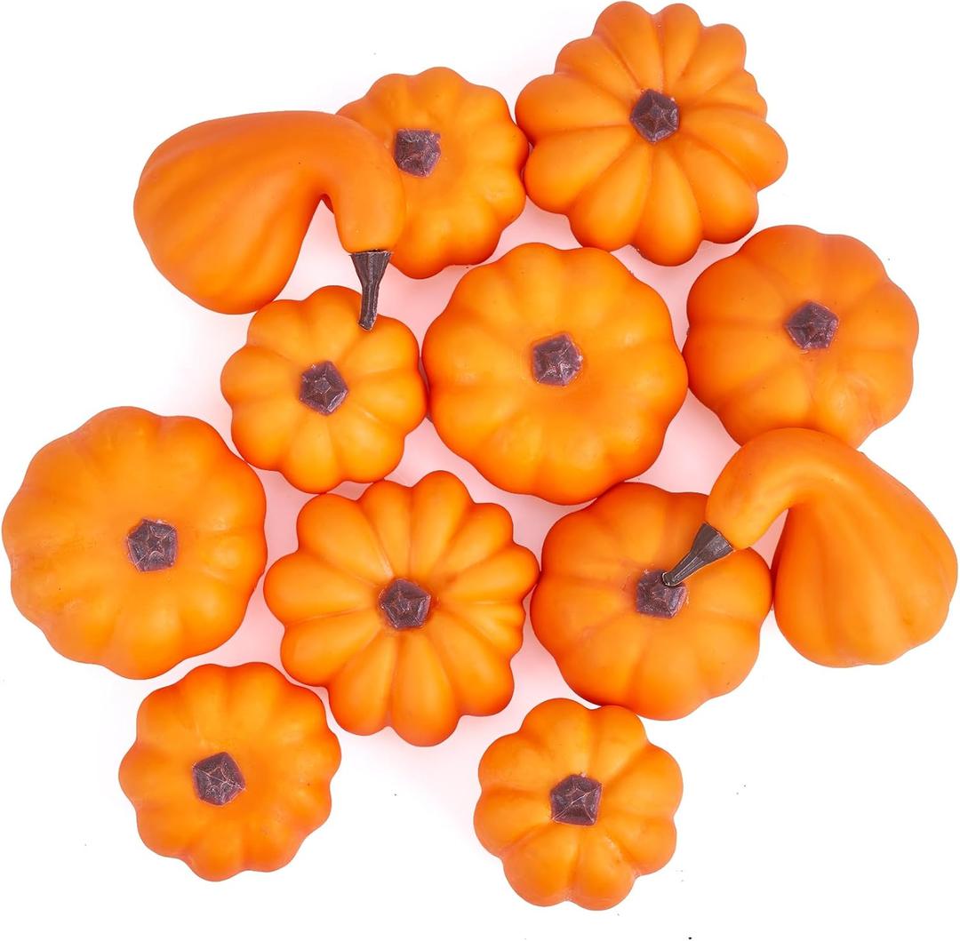 Pumpkin Decor Set of 12 Mantel Table Centerpiece Farmhouse Thanksgiving Fall Decorations for Home