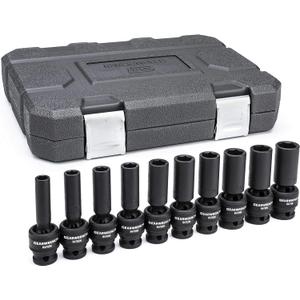 GEARWRENCH 10 Pc. 1/2" Drive 6 Pt. Deep Universal Impact Socket Set, Metric - 84945N