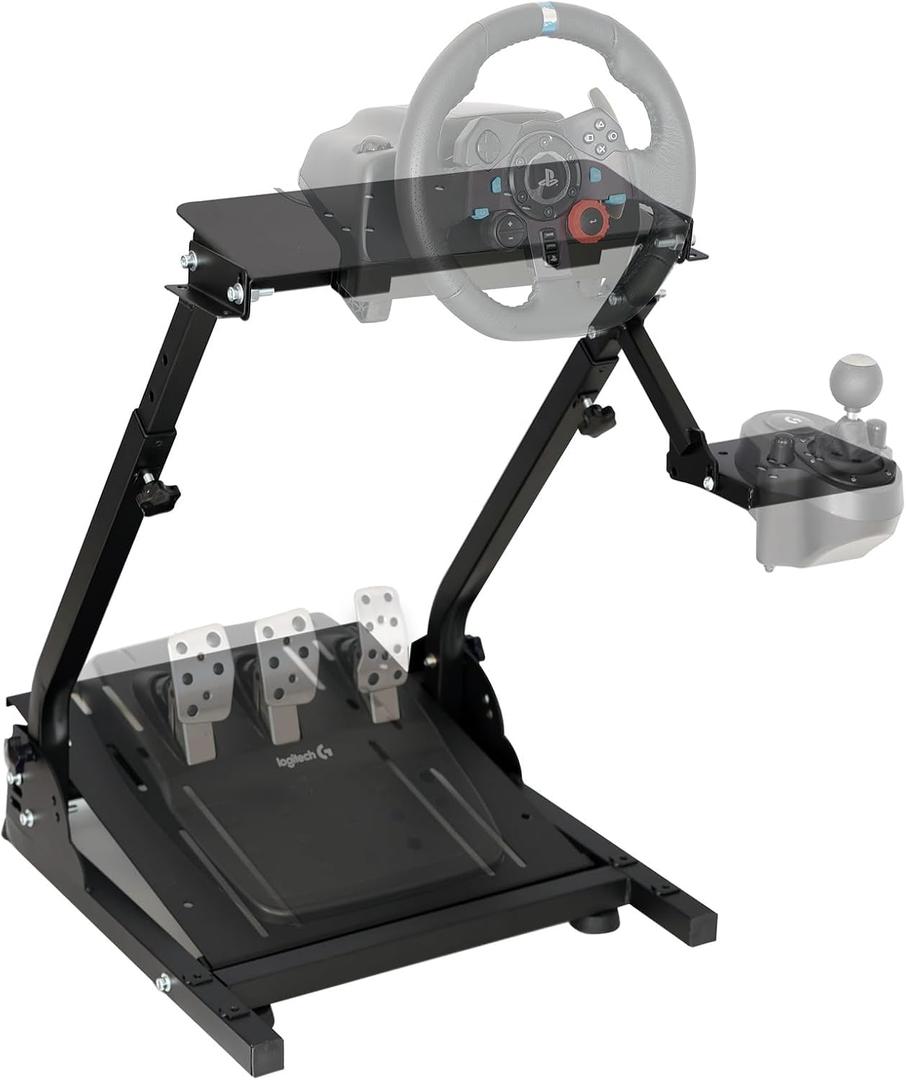 Racing Wheel Stand, Height Adjustable & Foldable Steering Wheal Stand Compatible with Logitech G25,G27,G29,G920 Gaming Cockpit