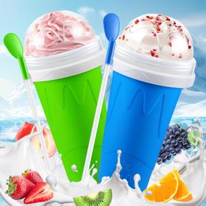 Tgosomt 2Pack Slushie Maker Cup, Quick Magic Squeeze Smoothies Cup, DIY Frozen Slushy Cups, Juice Milk shake Yogurt Ice Cream Maker, Double Layers Cooling Cups, Cool Fun Gifts (Blue&Green)