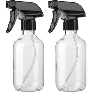 2-Pack Leakproof Spray Bottles (300ml/10oz) - Adjustable Nozzle for Fine Mist & Jet Stream | Premium Refillable Plastic Bottles for Hair Styling, Plant Misting, Cleaning Solutions (Clear)