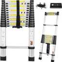 Dajianglx 12.5FT Telescoping Ladder, Aluminum, Multi-Purpose Extension Ladder with Tool Tray, 16 Steps, Silver