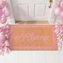 Pink Bow Welcome Doormat 29 x 17 Inch Coquette Mat with Heavy Duty Backing Cute Coconut Coir Door Mat for Home Indoor Outdoor Front Door Porch Entryway Decor