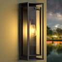 Extra Large Dusk to Dawn Outdoor Lighting-20in Modern Waterproof Sconce Wall Mounted E26 Black Porch Lights Exterior Lighting Fixture for Coach Doorway Patio
