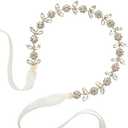 SWEETV Rose Gold Flower Girl Headband for Wedding Baby Girl Headpiece Princess Crystal Floral Hair Accessories for Birthday Party, Photography