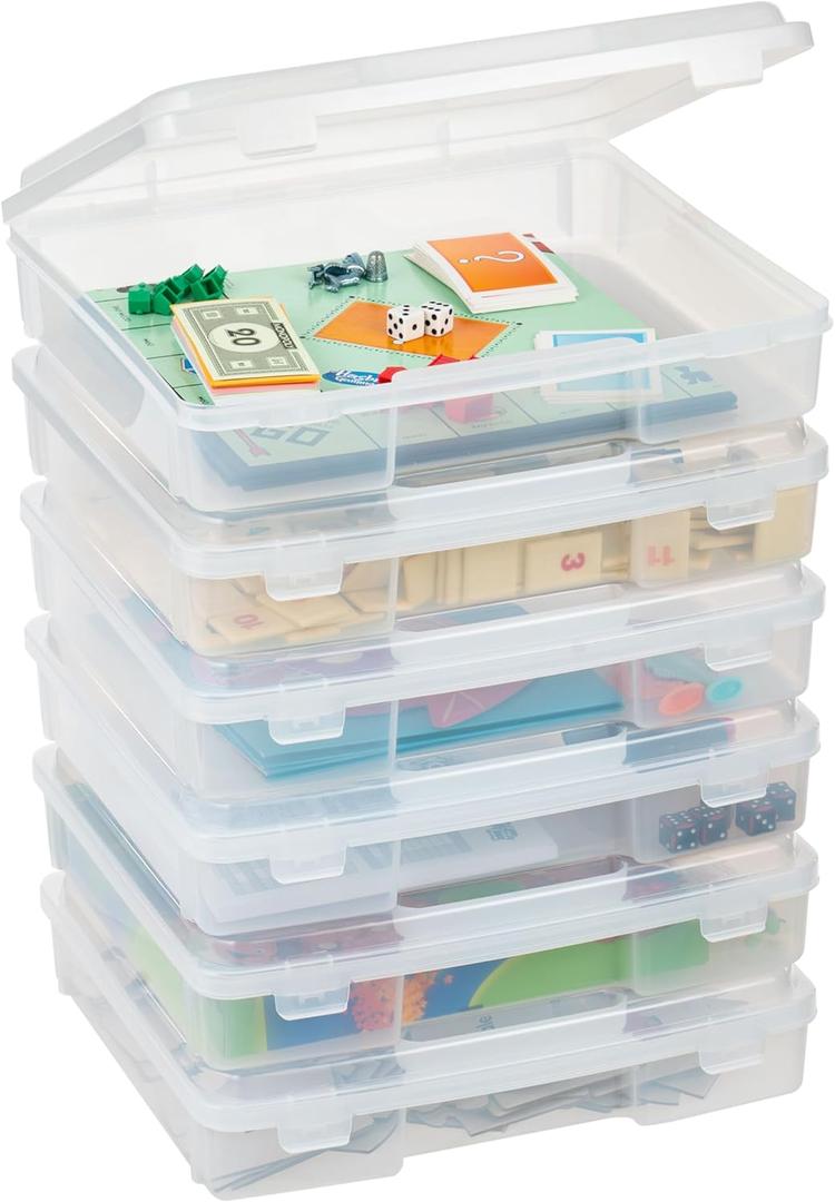IRIS USA Board Game Storage |Made in USA| Thick Craft Case (6-Pack) - Clear