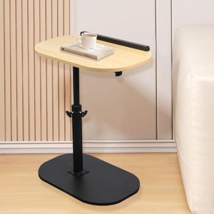 Adjustable Side Table,360Swivel Top End Table with 90 Tiltable Tray,C Shaped Modern Minimalist Wooden Couch Table for Small Spaces Bed Under,TV Dinner,Bathtub Side(Burlywood)