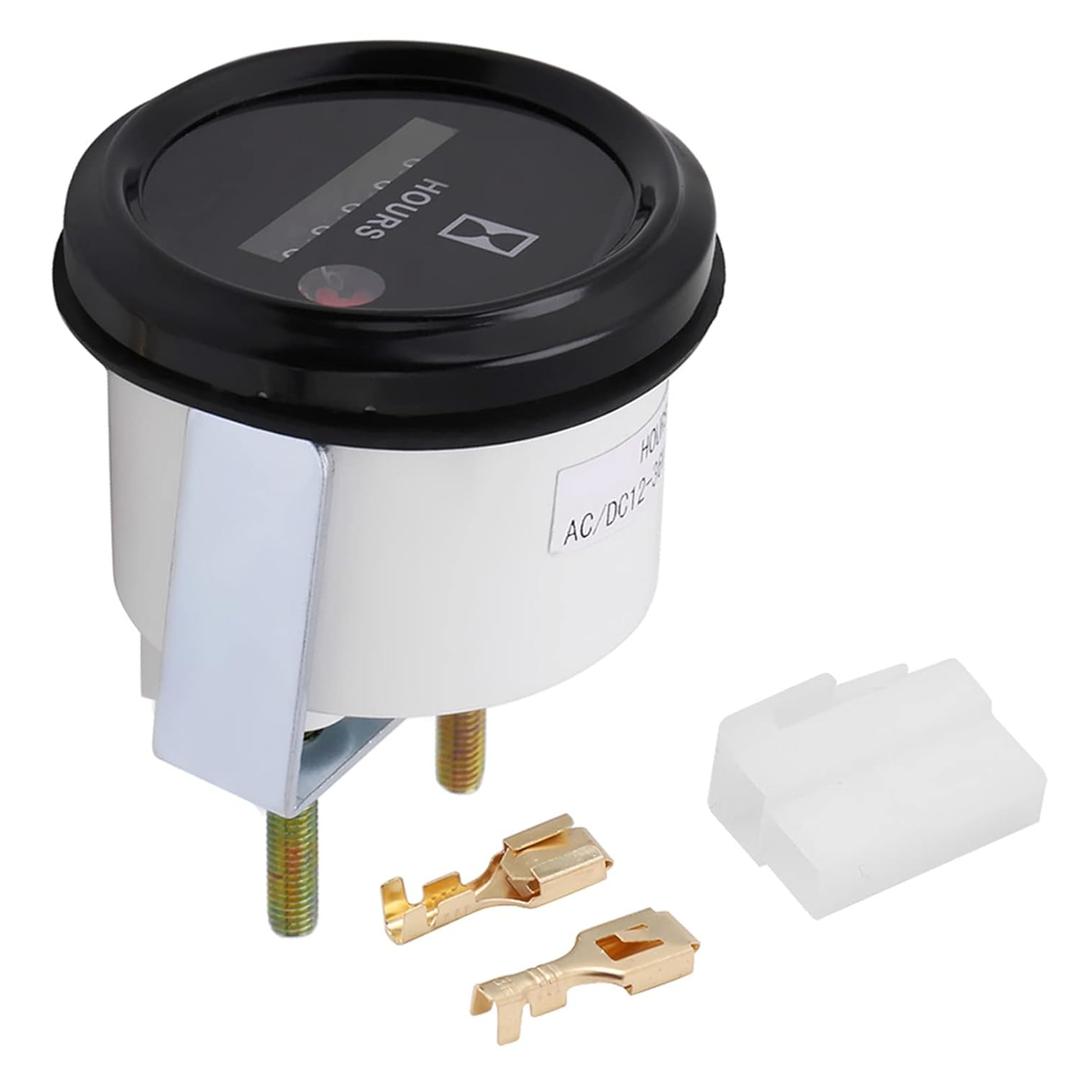 Round Hour Meter 6 Digit Accurate Quartz Gauge Tester 12-36V DC AC Universal for Boat Car Truck Engine Industrial Timing Monitor