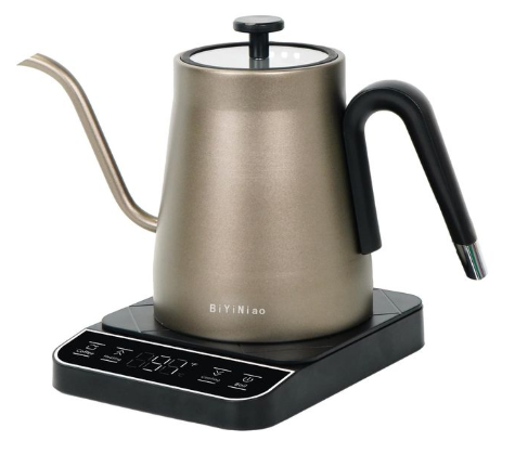 BiYiNiao  Electric Kettle Gooseneck Pour Over Kettle ±1℉ Temperature Control Quick Heating Water Boiler for Coffee & Tea & Formula Auto Shut Off Tea Kettle， 100% Stainless Steel，1200 W, 0.8L