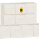 Criusia Storage Cubes, 11 Inch Clothes Storage Bins with Dual Handles (10 Pack), Fabric Collapsible Storage Bins for Shelves Closet, Cubby Organizer Bins for Clothing Toys Blanket Yarns (Beige)