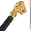 Golden Lion Head Walking Cane  Handmade Aluminum & Natural Wood Stick for Men & Women  Antique Style Designer Walking Stick  36" Vintage Gift for Gentlemen & Collectors